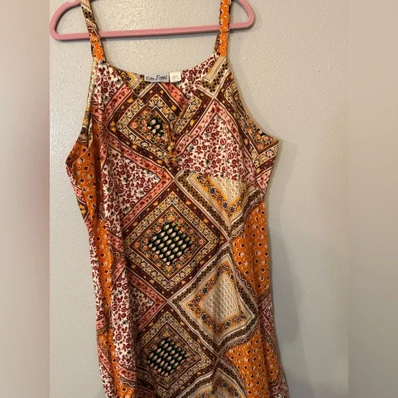 Vintage Patchwork colorblock quilted retro plus size mini 90’s dress 100% cotton - Picture 10 of 13